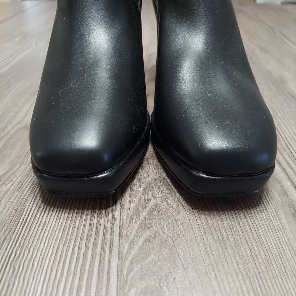 French Connection Black Vegan Leather Penny Block Heel Chelsea Boots - Picture 3 of 8